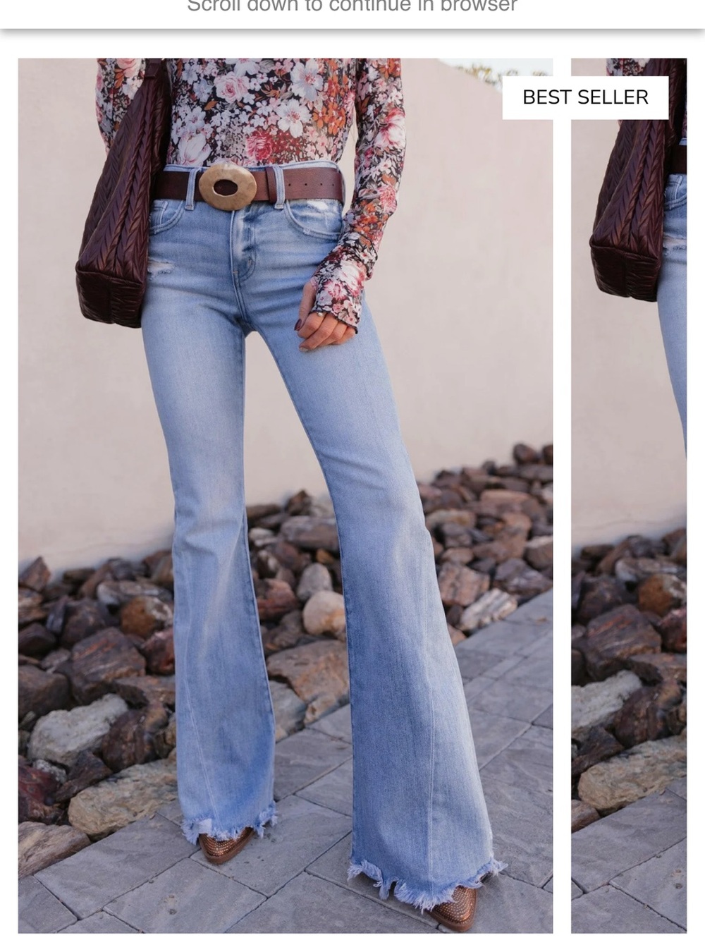 KanCan Light Blue Flare Jeans with Frayed Hem